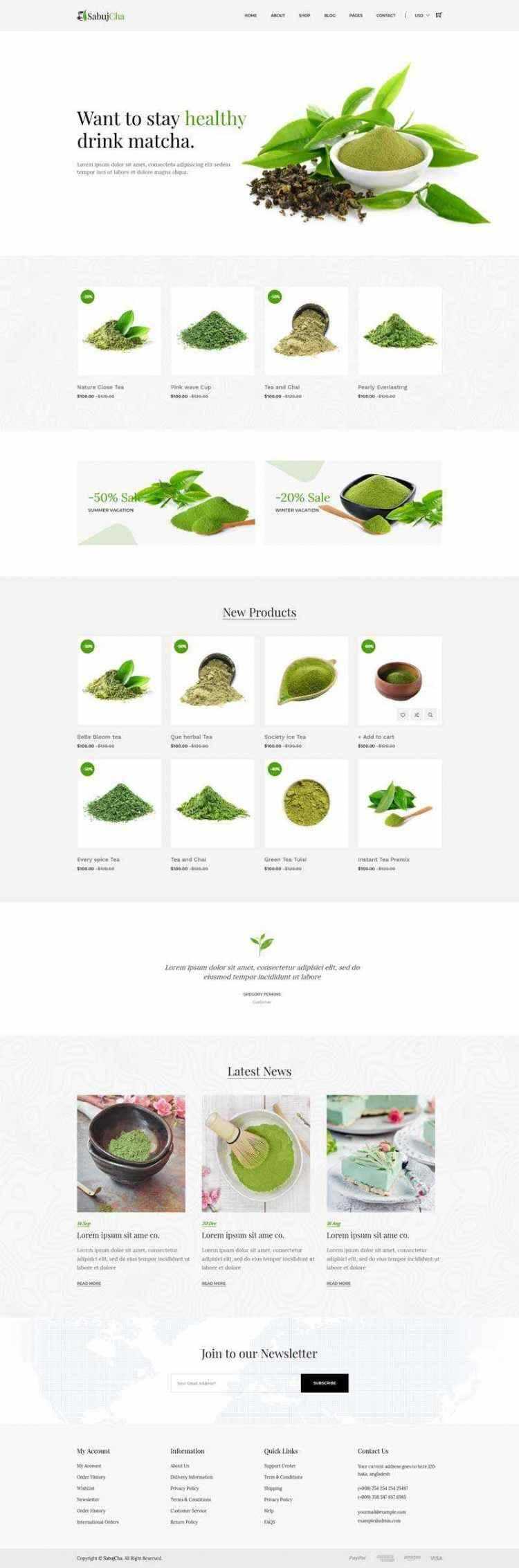 绿色bootstrap响应式茶叶抹茶在线电子商城 - 网创智汇