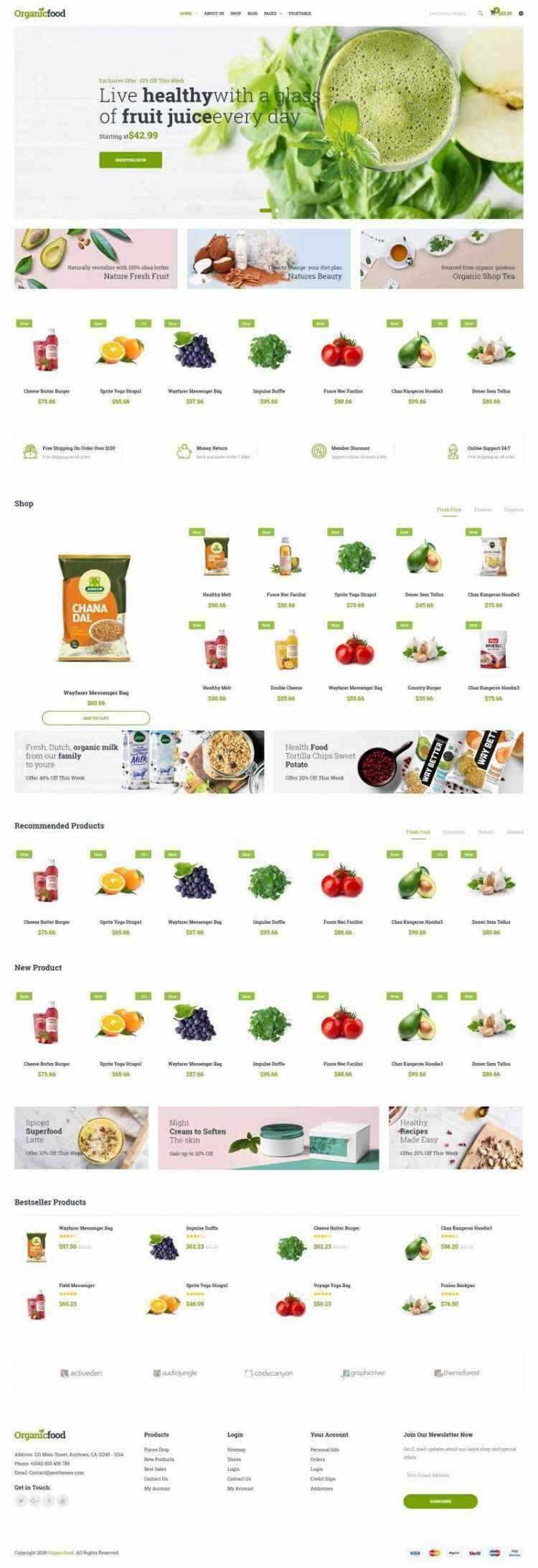 绿色Bootstrap4响应式食品蔬菜水果外卖预订商城网站 - 网创智汇