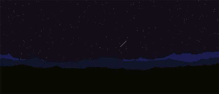 html5 canvas山顶夜空流星划过背景动画特效 - 网创智汇