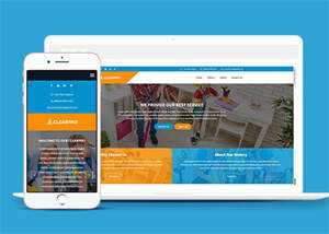 蓝色宽屏保洁类公司网站模板 - 网创智汇