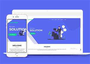 蓝色宽屏手机业务网站模板下载 - 网创智汇