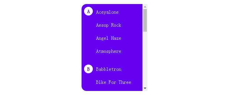 js+css3侧边栏滚动显示首字母索引特效 - 网创智汇