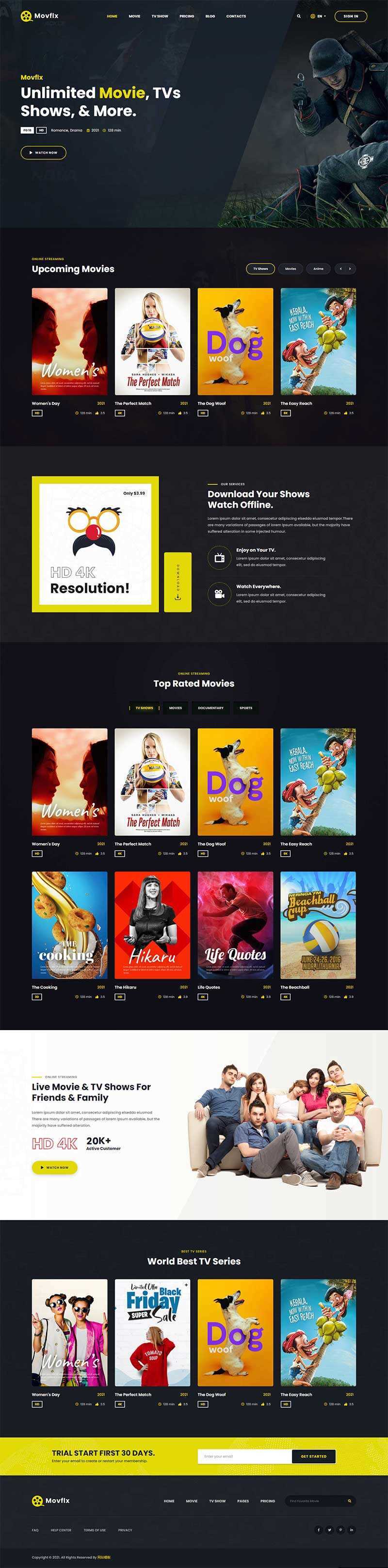 响应式在线影院视频平台HTML5模板 - 网创智汇