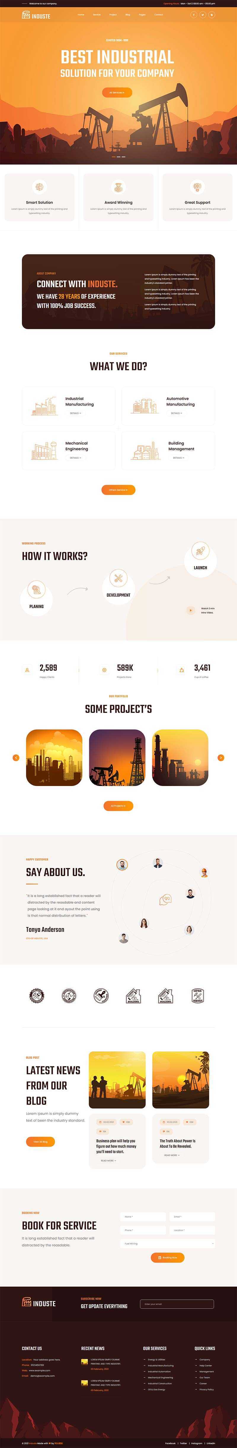 Bootstrap橙色多用途的工业生产企业网站html模板 - 网创智汇