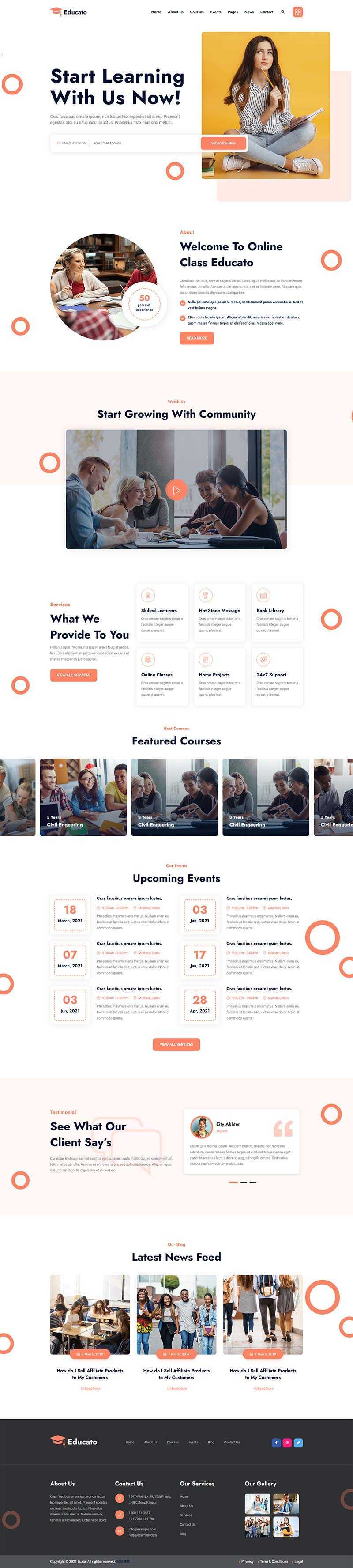 橘黄色响应式在线学习教育企业网站html模板 - 网创智汇