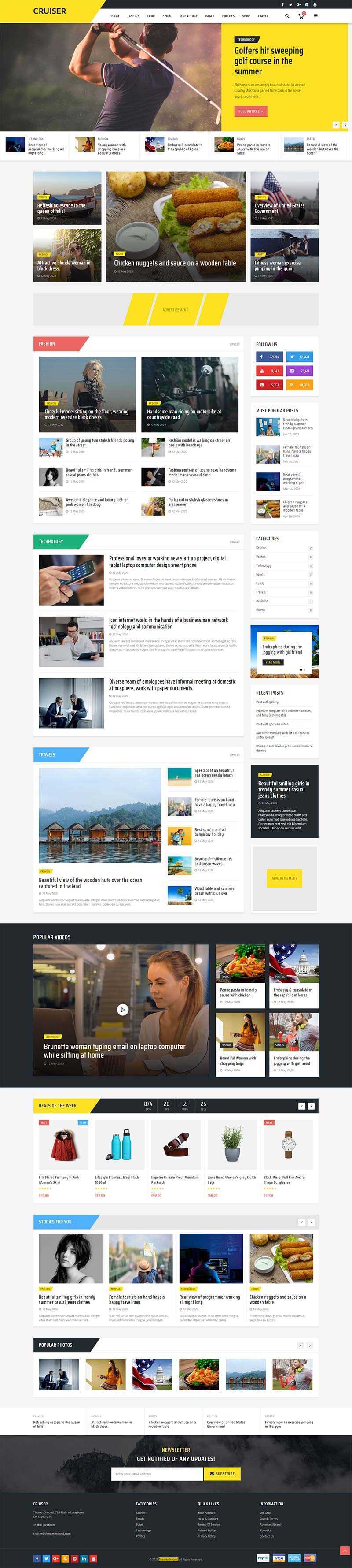 黄色响应式时尚资讯博客网站HTML模板 - 网创智汇