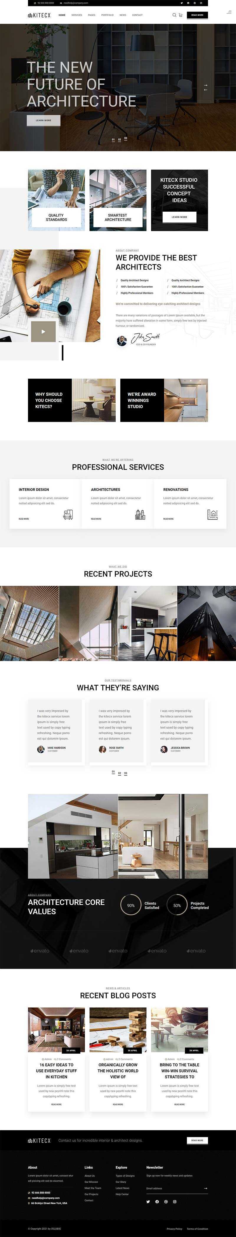 黑色响应式室内建筑行业HTML模板 - 网创智汇