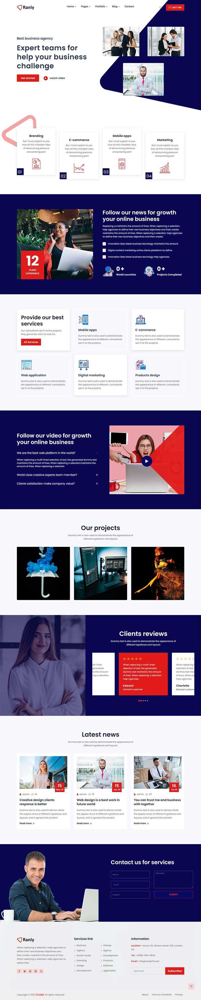 Bootstrap多用途的商业服务公司网站HTML模板 - 网创智汇