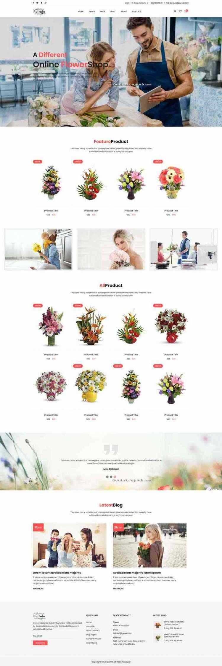 Bootstrap英文外贸响应式鲜花预订网电商 - 网创智汇