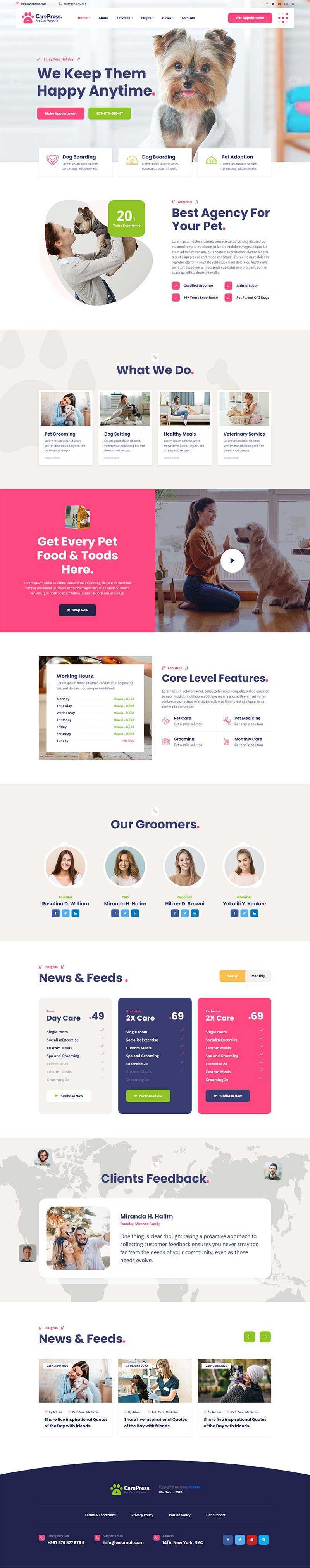 宠物护理医院兽医店铺官网HTML5模板 - 网创智汇