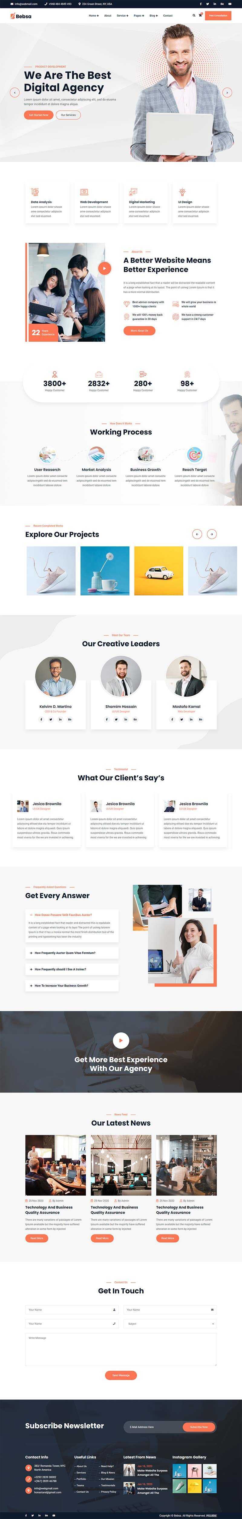 bootstrap4多用途的咨询公司业务展示html模板 - 网创智汇