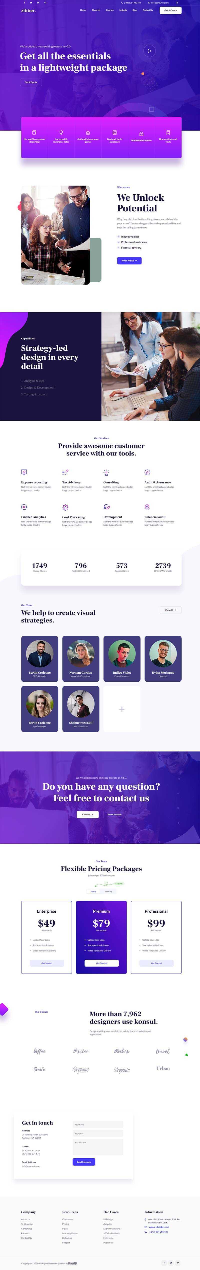 蓝紫色商务投资咨询公司html模板 - 网创智汇