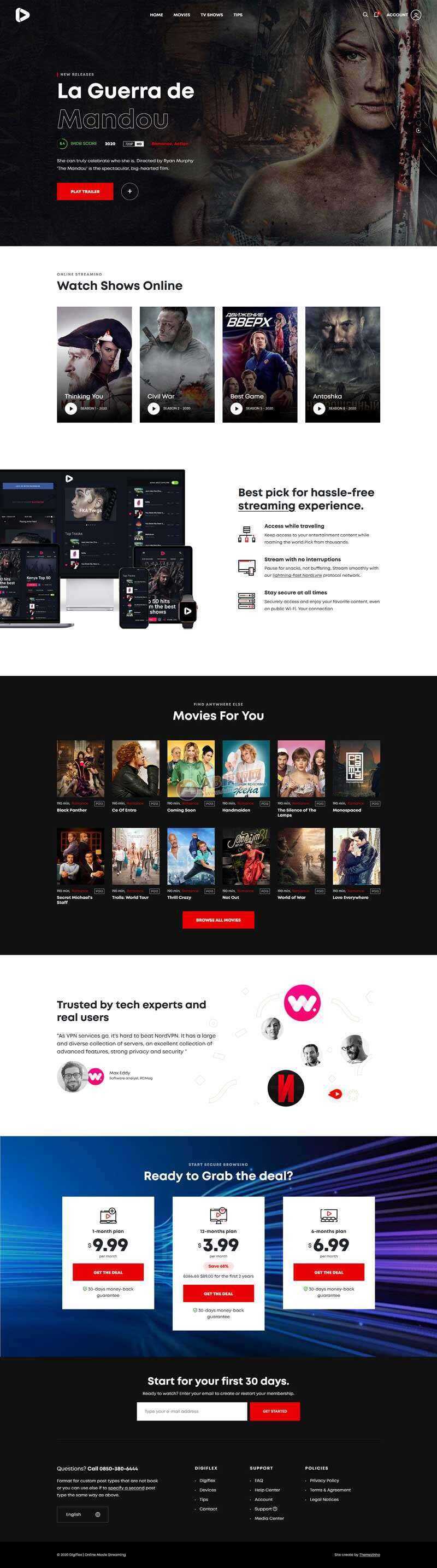 Bootstrap在线3D高清影院视频网页模板 - 网创智汇