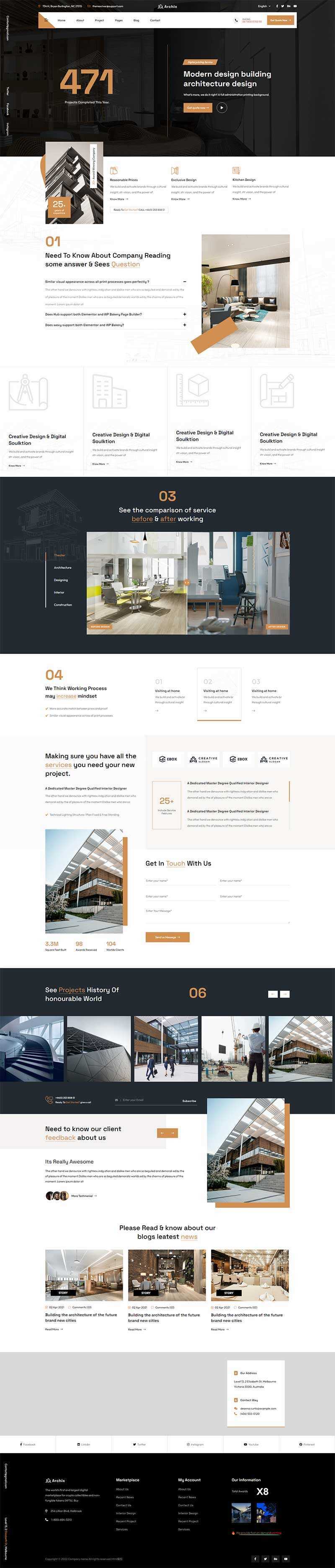 咖啡色现代建筑设计服务公司网站html模板 - 网创智汇