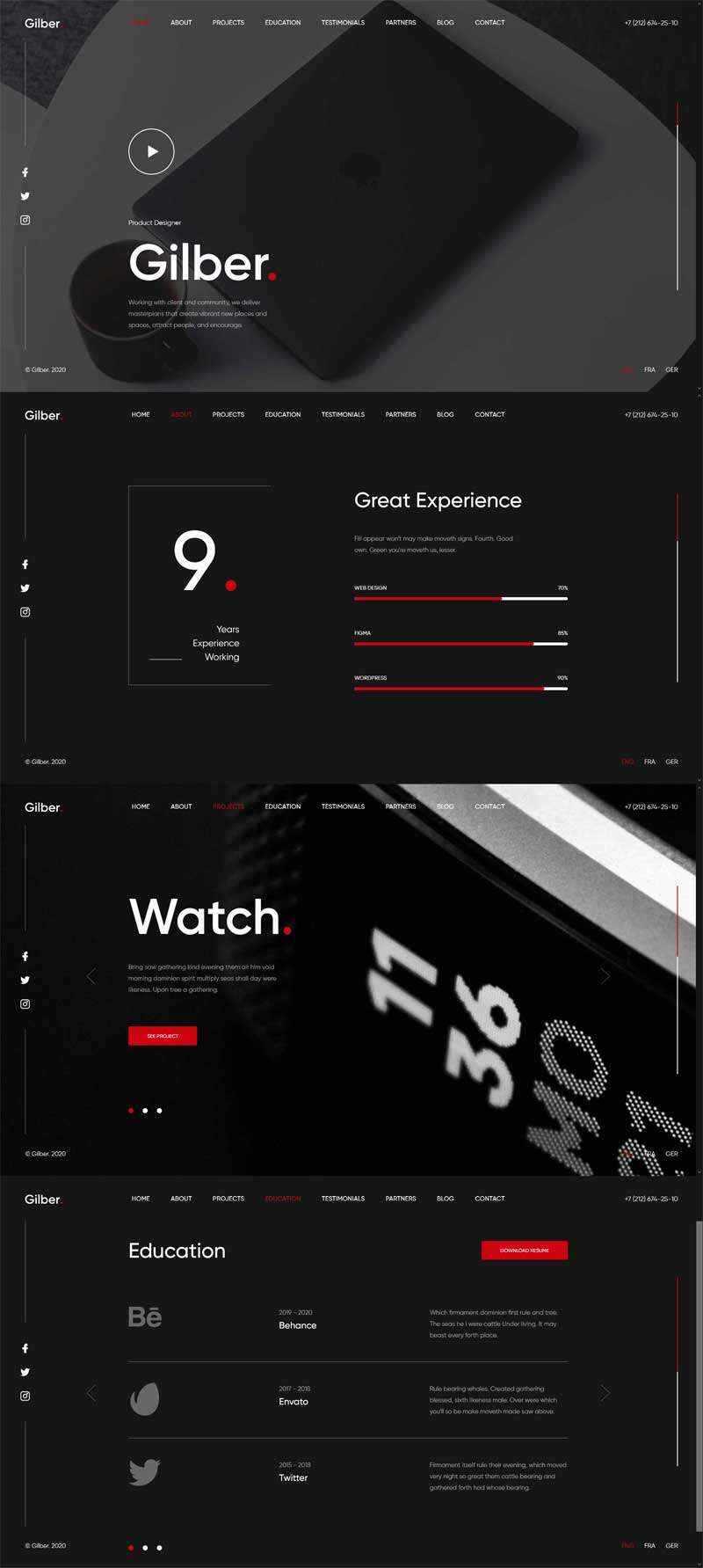 个人简历作品展示全屏滚动html模板 - 网创智汇