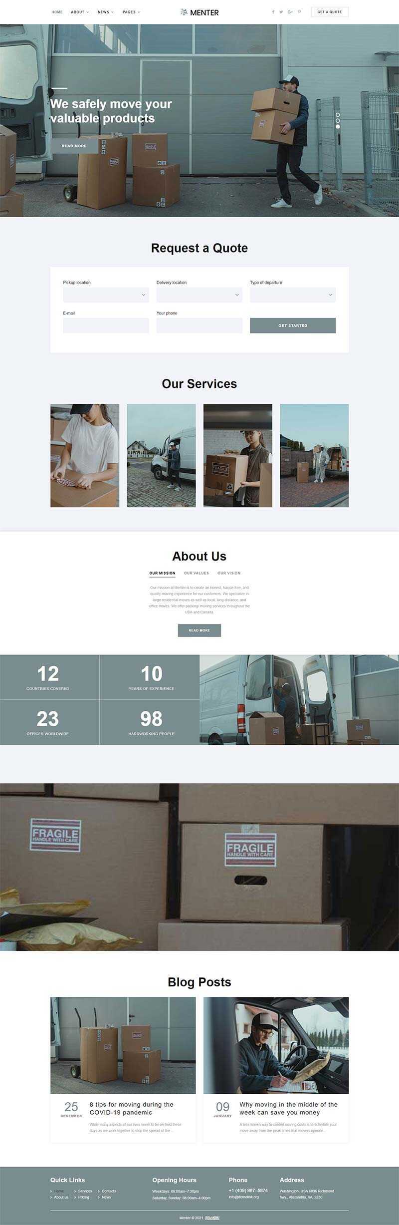 bootstrap响应式搬家快递公司网站html5模板 - 网创智汇