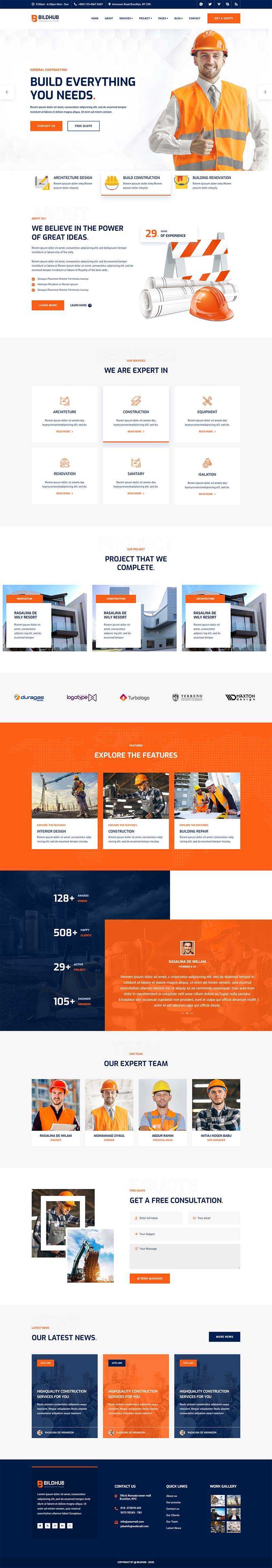 bootstrap橙色响应式建筑设计公司网站html模板 - 网创智汇