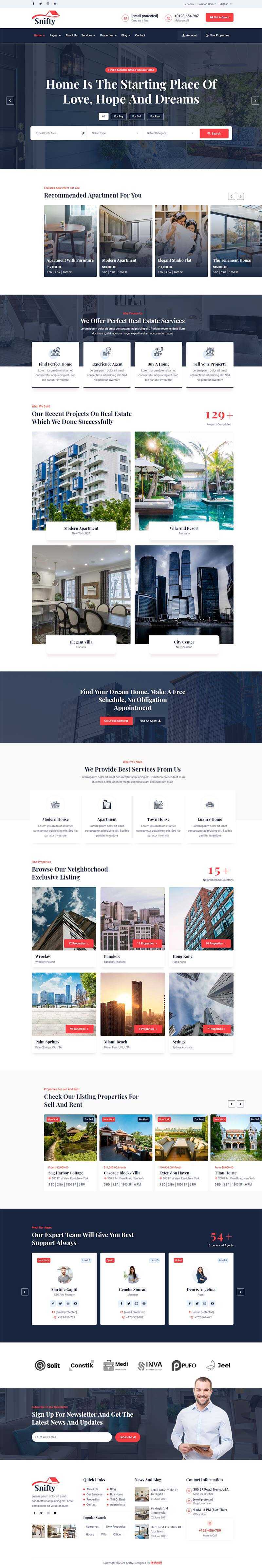 bootstrap5深蓝色房地产信息资讯平台HTML5模板 - 网创智汇