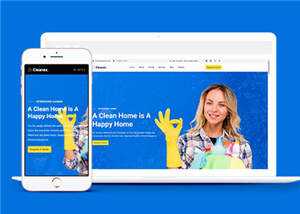 宽屏家政清洁业务预约响应式网页模板下载 - 网创智汇