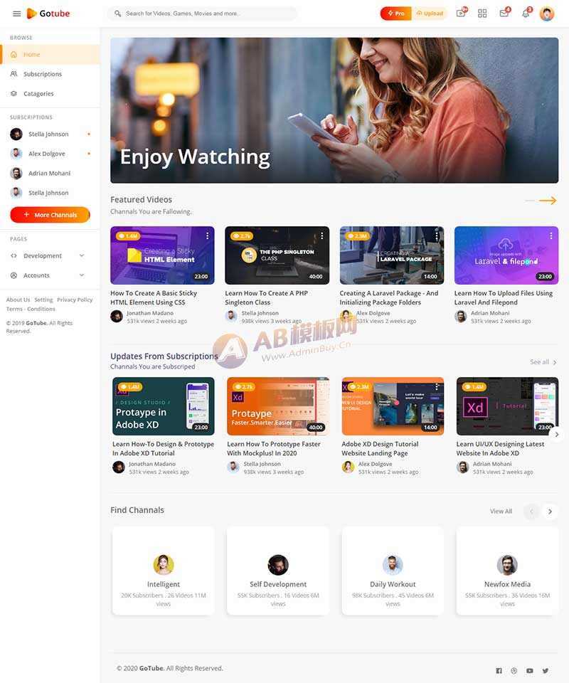 响应式网络视频共享平台网站HTML模板 - 网创智汇