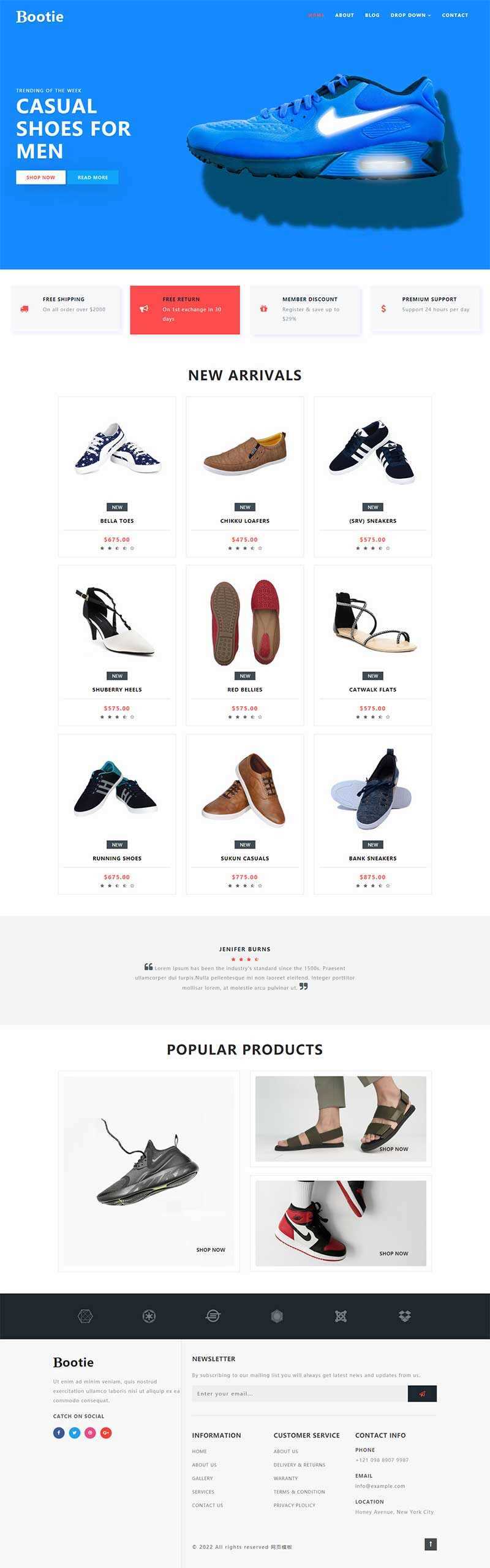 简洁大气的鞋子商城Bootstrap响应式网页模板 - 网创智汇