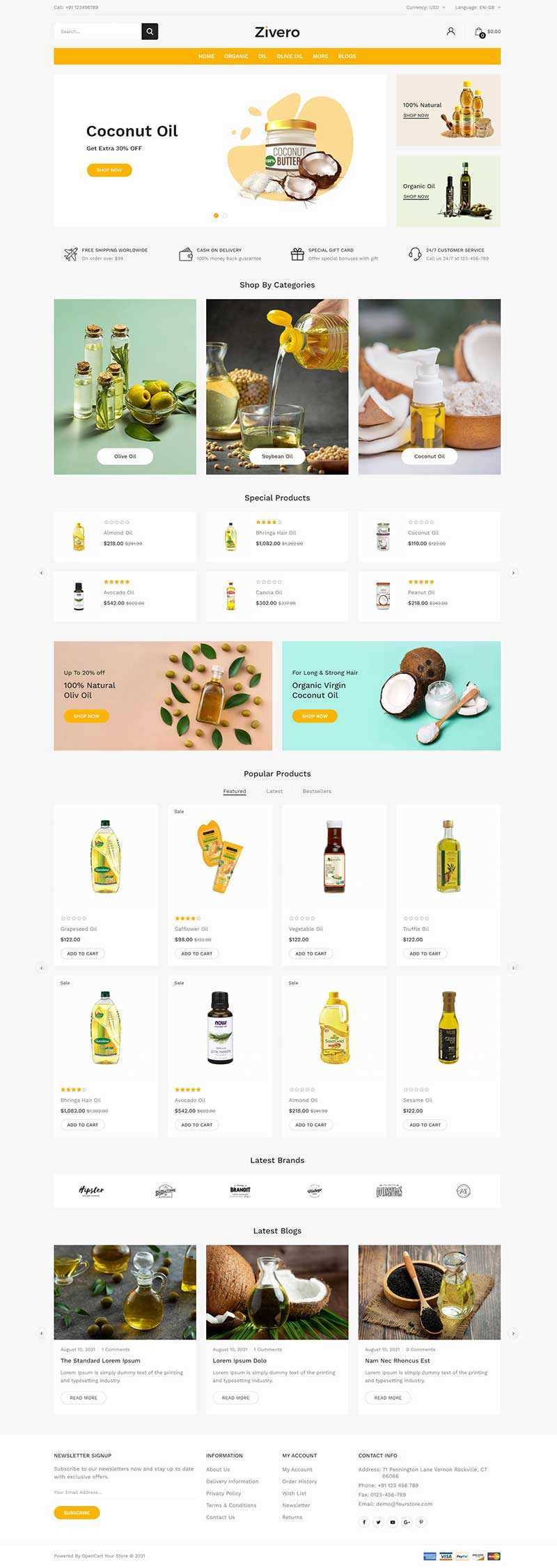 清爽风格食用油网上商城html模板 - 网创智汇