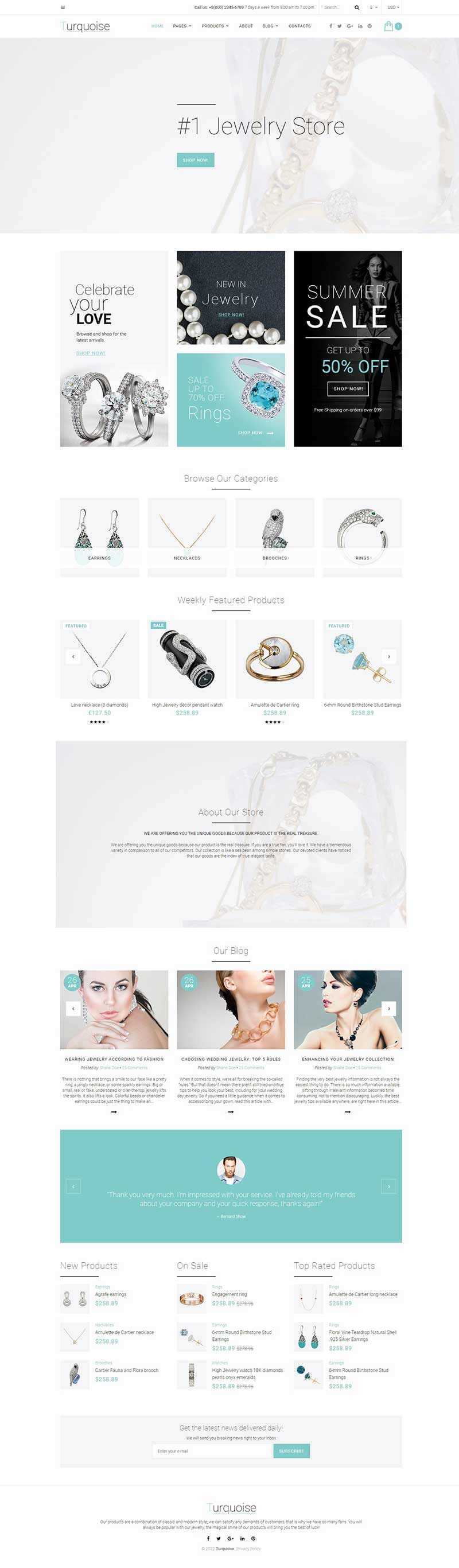 白色珠宝商城整站网页html模板 - 网创智汇