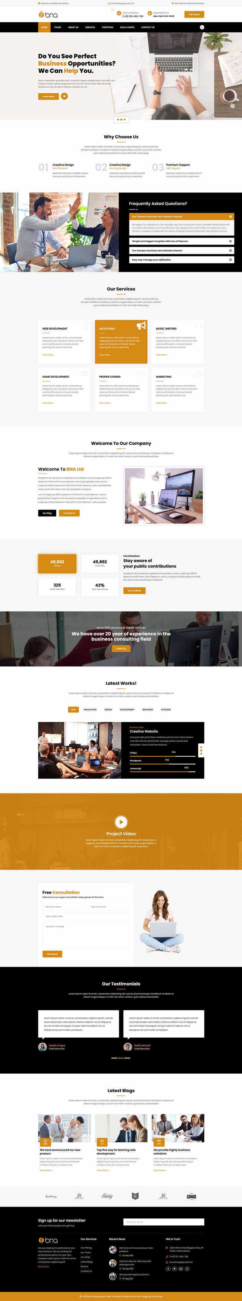 Bootstrap多用途响应式商务企业展示html模板 - 网创智汇