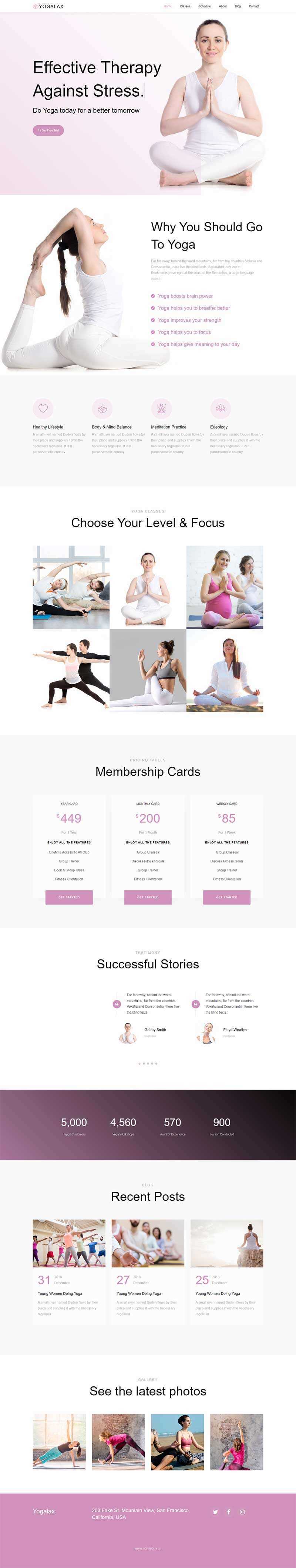 Bootstrap粉色的健身瑜伽类网站html模板 - 网创智汇