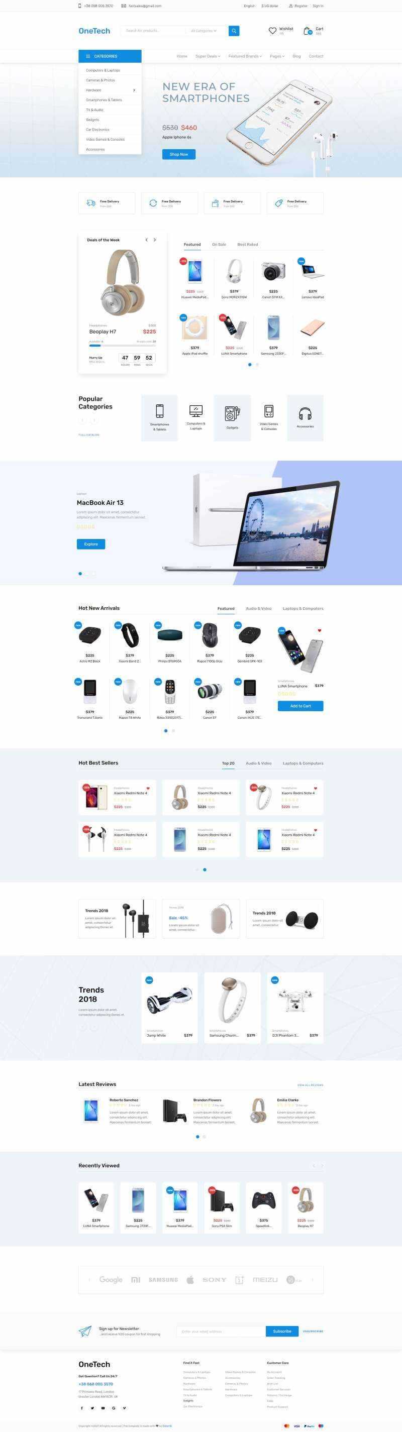 浅蓝色干净简洁的响应式数码商城html模板 - 网创智汇