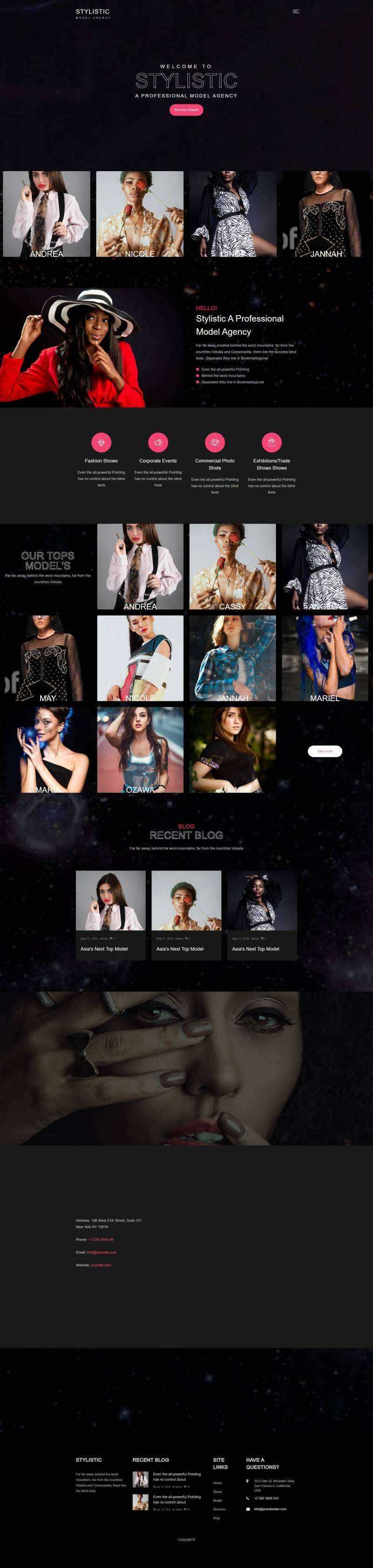 全屏背景Bootstrap4模特经纪公司网站模html板 - 网创智汇