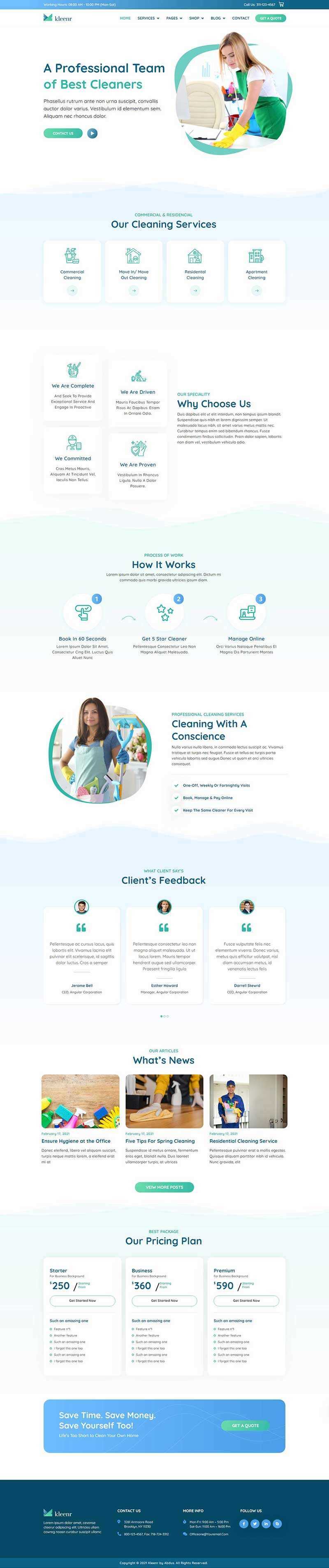 绿色清爽的家政清洁服务公司网站html模板 - 网创智汇