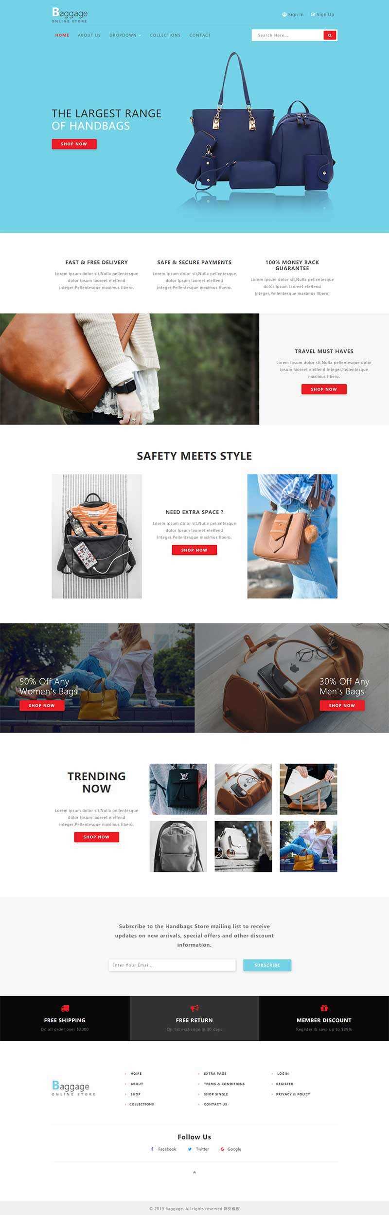 Bootstrap响应式箱包电子商务网站html模板 - 网创智汇