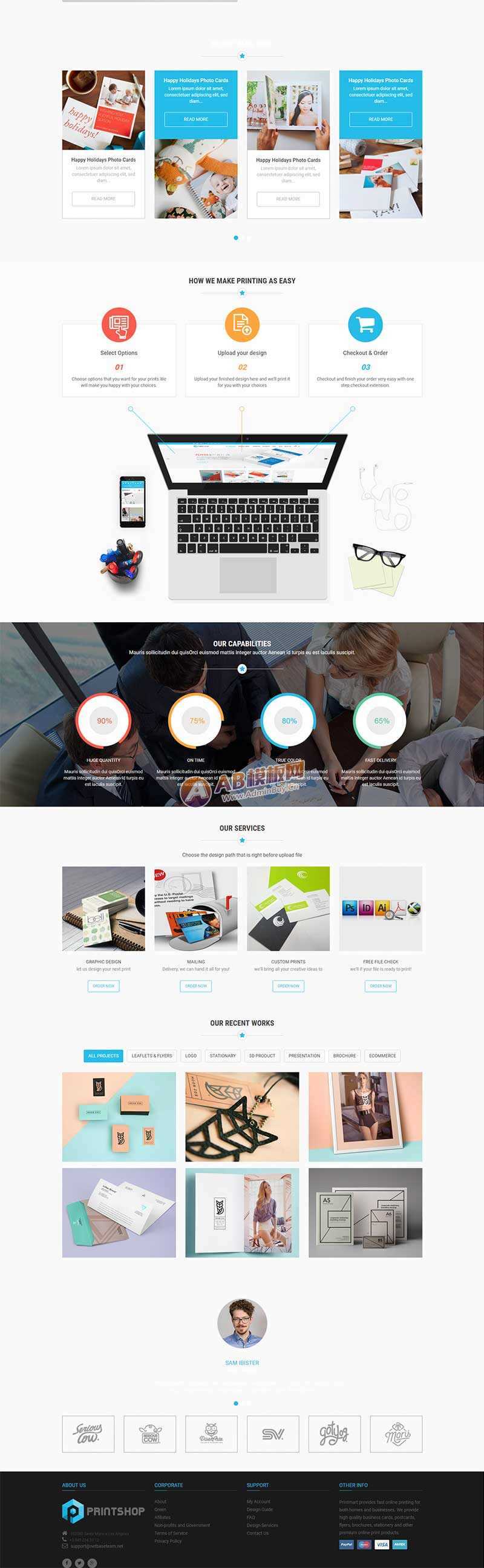 图片[2] - 蓝色的响应式名片印刷公司网站html模板 - 网创智汇