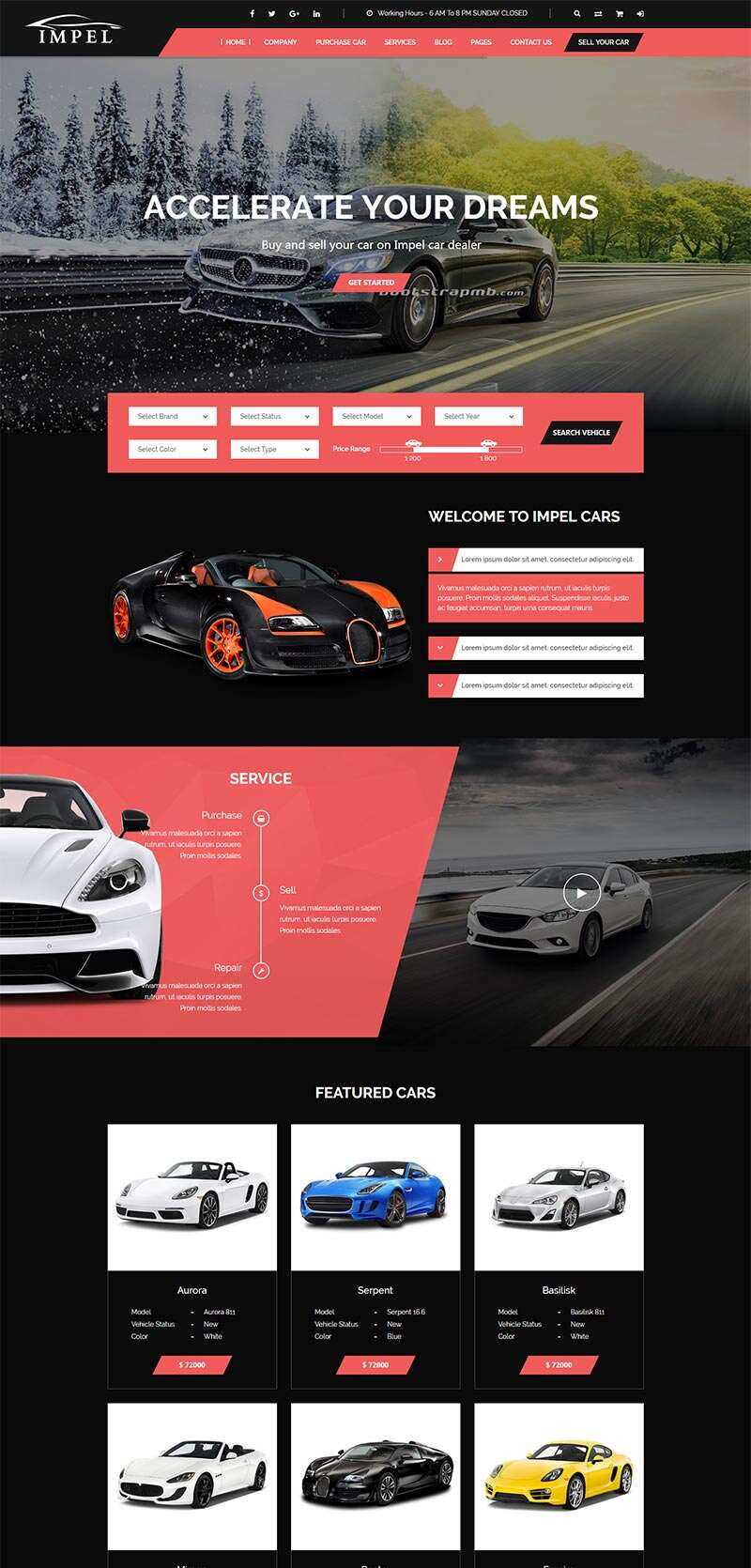 Bootstrap大气红色的汽车经销商网站html模板 - 网创智汇