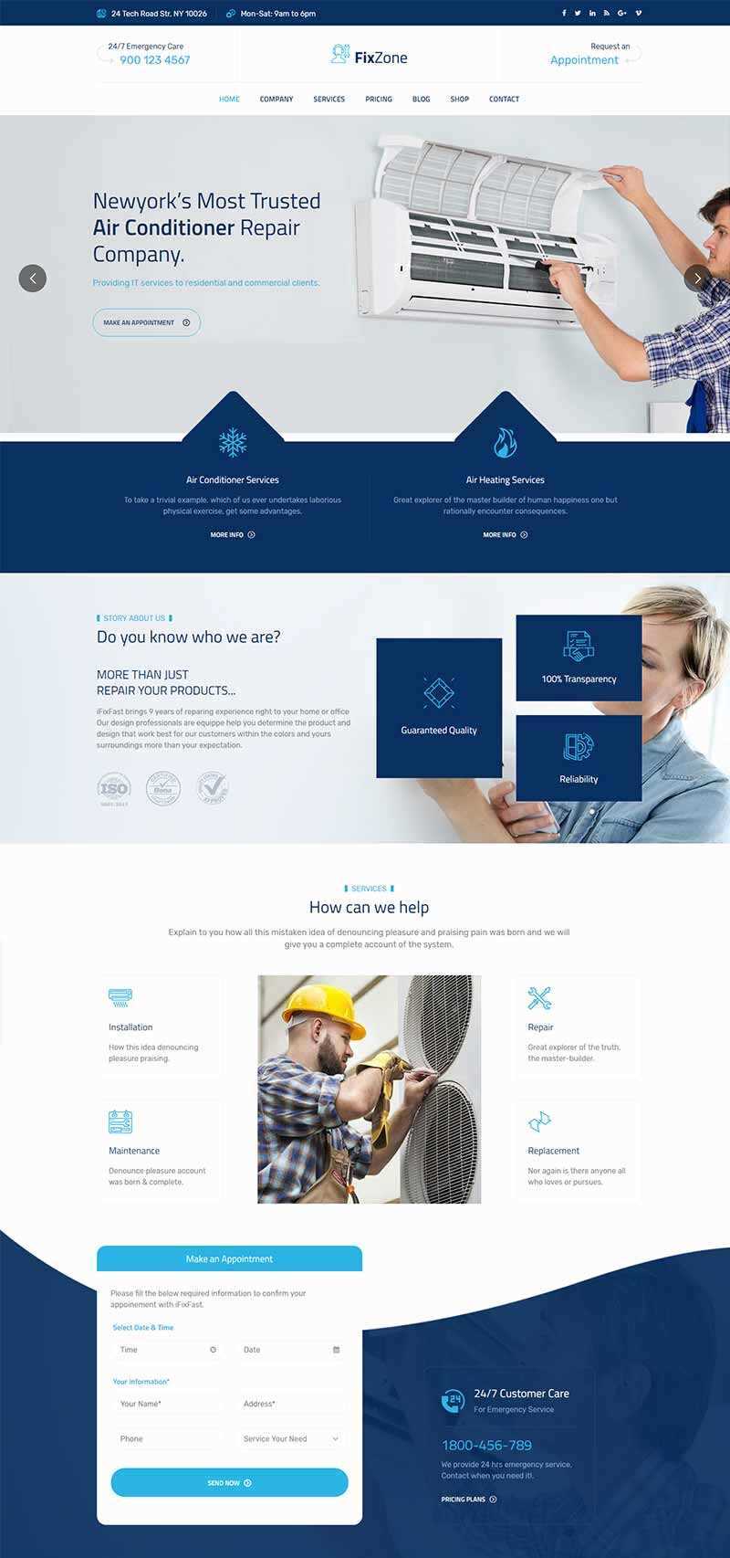 Bootstrap空调电器维修服务网站HTML模板 - 网创智汇