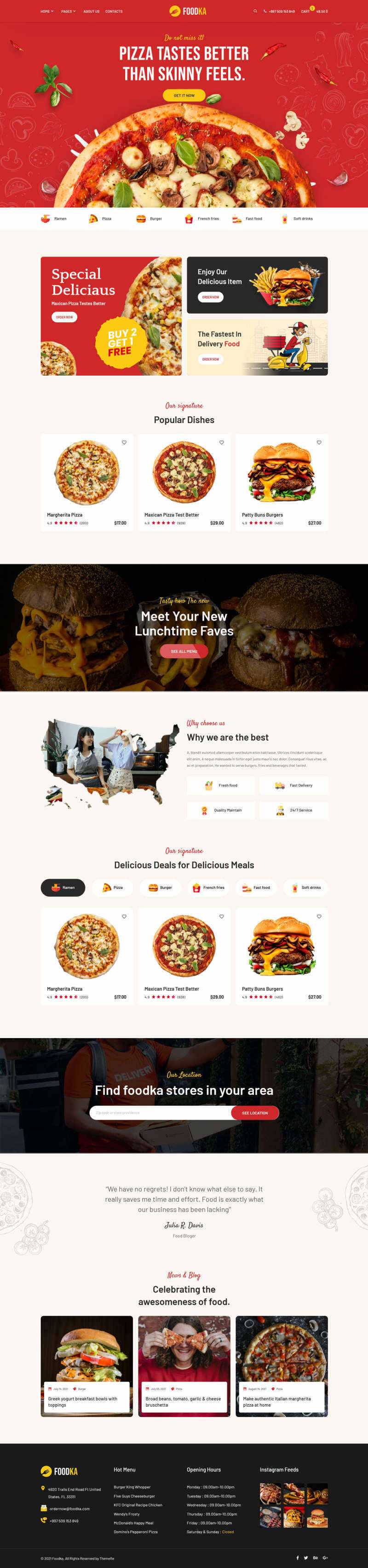 bootstrap响应式披萨店铺外卖配送HTML模板 - 网创智汇