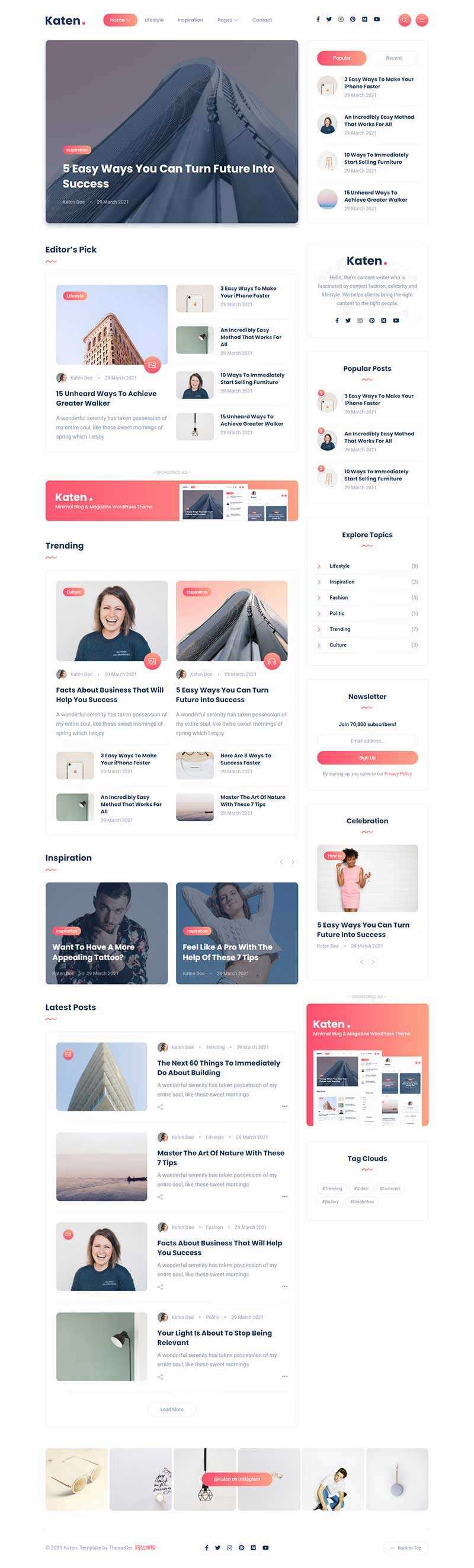 bootstrap响应式博客和杂志HTML模板 - 网创智汇