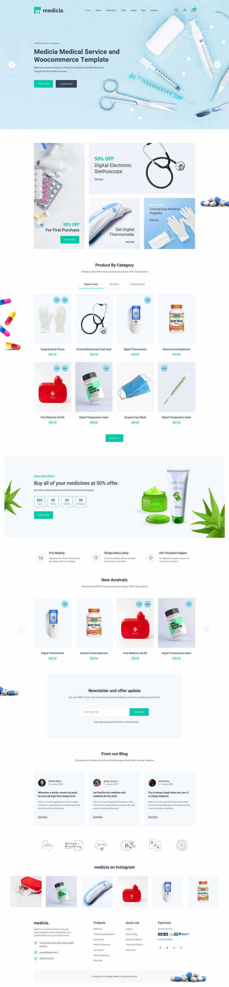 Bootstrap4医疗保健用品电子商务HTML5模板 - 网创智汇