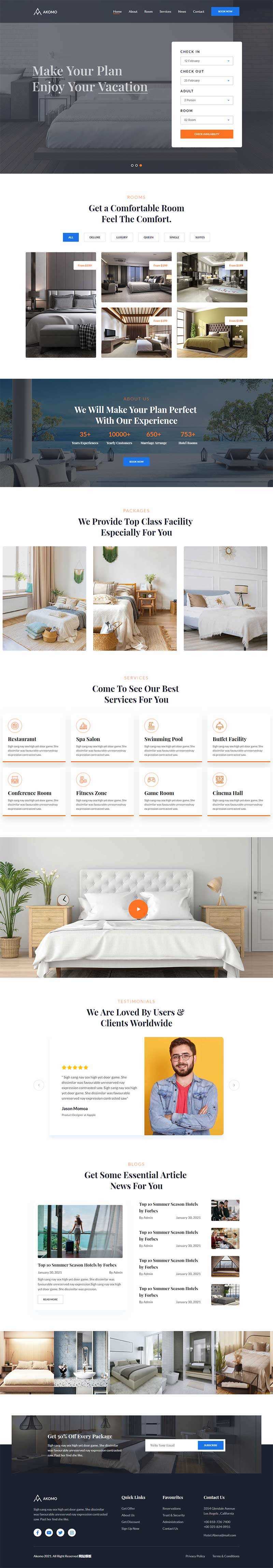 多功能酒店预订、度假村和酒店官网HTML模板 - 网创智汇