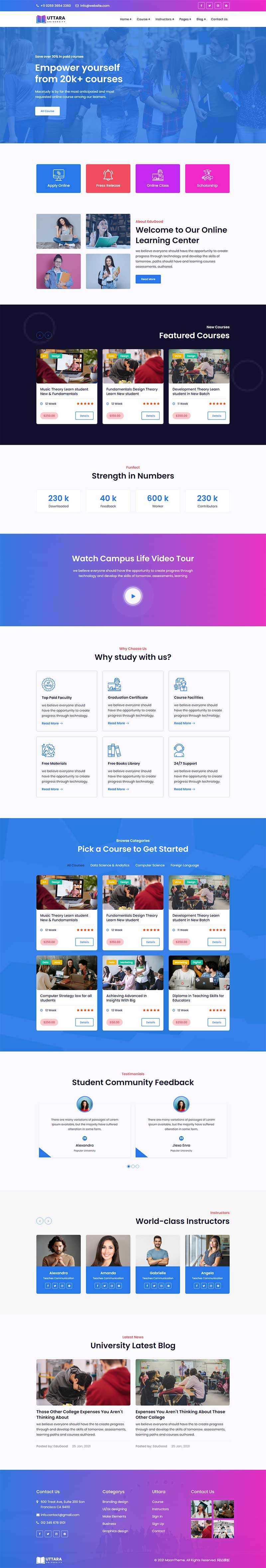 bootstrap响应式大学在线课程网站HTML模板 - 网创智汇