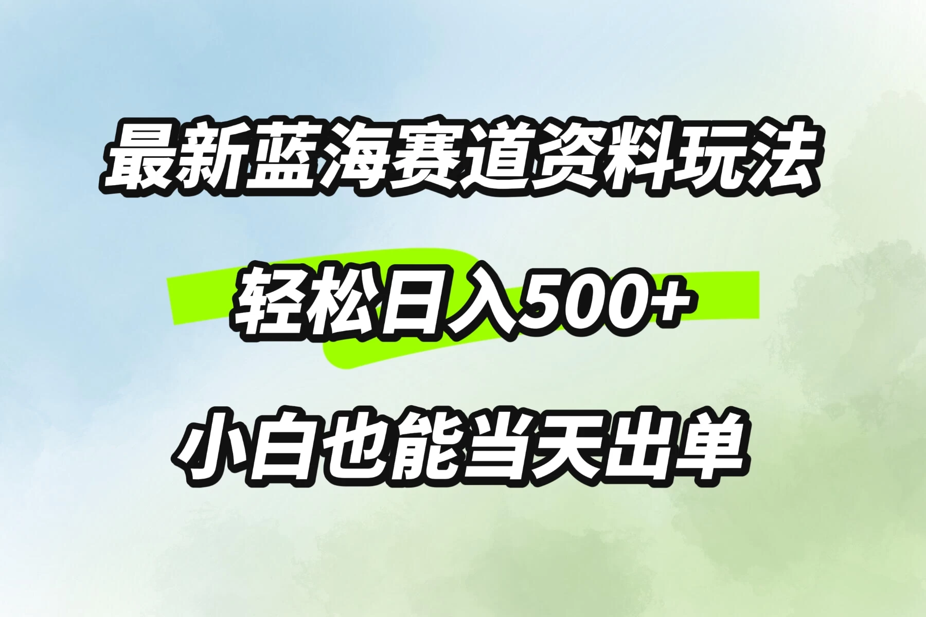 最新蓝海赛道资料玩法，轻松日入500+，小白也能当天出单 - 网创智汇