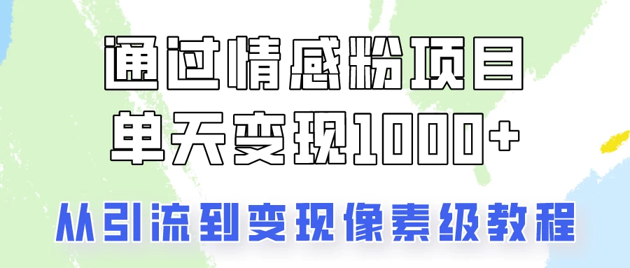 关于情感粉变现项目，我是怎么做到单天赚1000+的？从引流到变现像素级教程 - 网创智汇