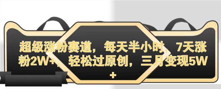 超级涨粉赛道，每天半小时，7天涨粉2W+，轻松过原创，三月变现5W+ - 网创智汇