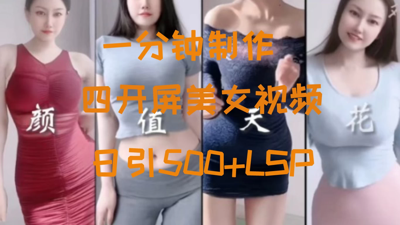 S粉新玩法，流量爆炸，美女视频四开屏，日引500+ - 网创智汇