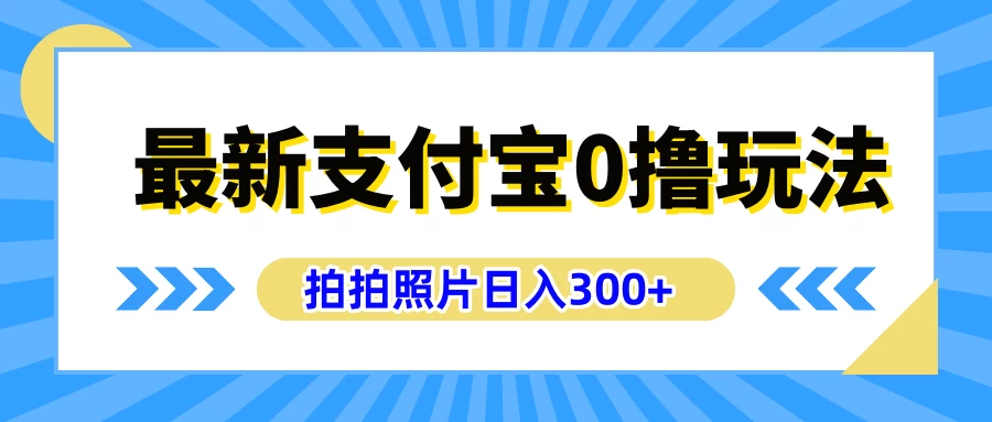 最新支付宝0撸玩法，拍照轻松赚收益，日入300+，有手机就能做 - 网创智汇