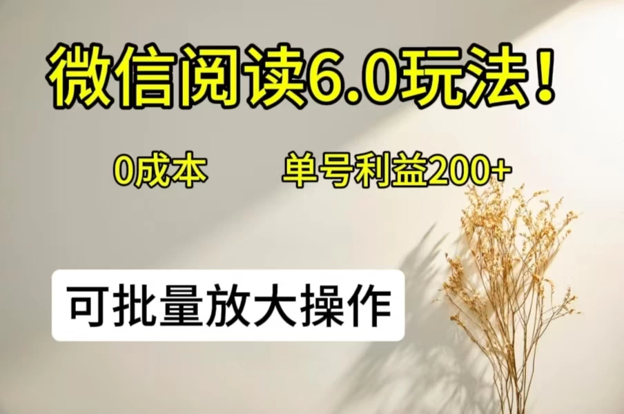 微信阅读6.0玩法!0撸,单号利益200+,可批量放大操作 - 网创智汇