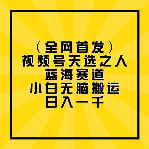全网首发，视频号天选之人蓝海赛道，小白无脑搬运日入一千 - 网创智汇