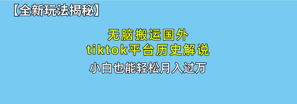 史上最简单！搬运TikTok历史视频，驱虫后轻松月赚万元 - 网创智汇