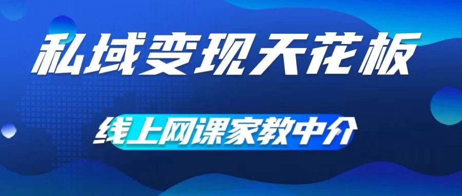 私域变现天花板，网课家教中介，只做渠道和流量，让大学生给你打工、0成本实现月入五位数 - 网创智汇